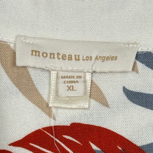 Monteau Los Angeles Tropical Print Linen Blend Shirt – Women’s XL Coastal Beachy - Picture 5 of 8